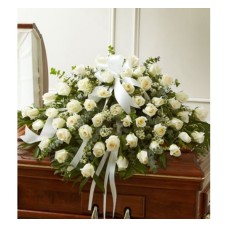 White Rose Half Casket Cover (Basic)